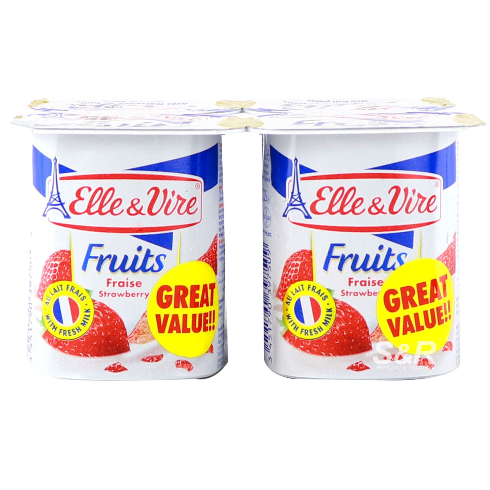 Elle & Vire Strawberry Fruit Yoghurt 4pcs